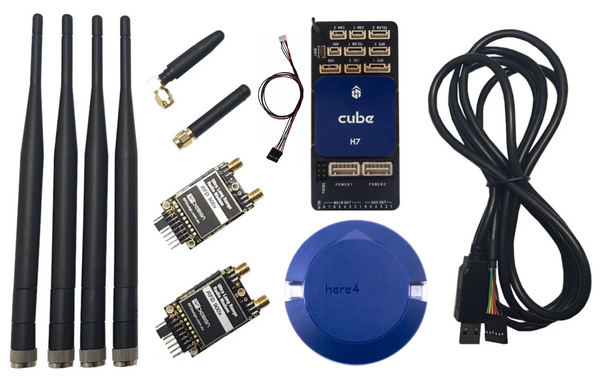 Combo: Cube Blue,  Here4 Blue,  RFD900x-US Telemetry Set (RF005), RFD900 to Cube Cable