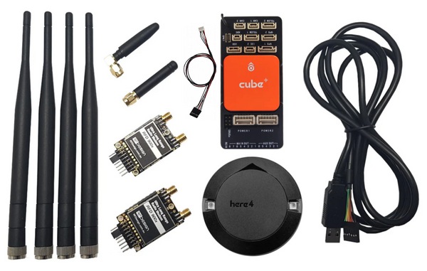 Combo: Cube Orange+ Standard Set,  Here4,  RFD900x (RF003) Telemetry Set, RFD900 to Cube Cable